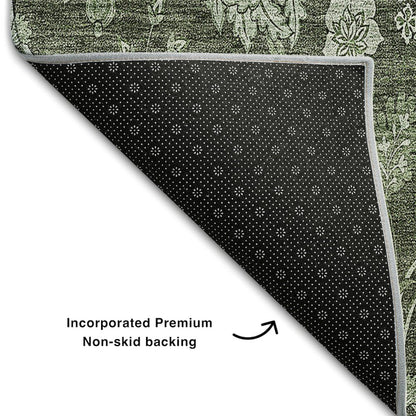 Premium Machine Washable Mayfield AMF680 Olive 10' x 14' Rug
