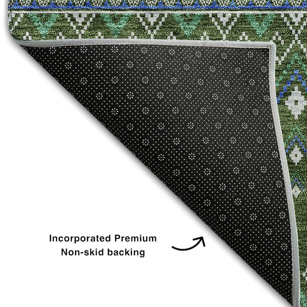 Premium Machine Washable Mayfield AMF708 Olive 10' x 14' Rug