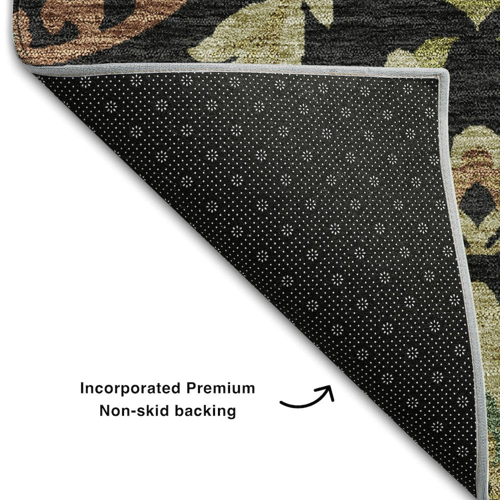 Premium Machine Washable Mayfield AMF751 Black 10' x 14' Rug