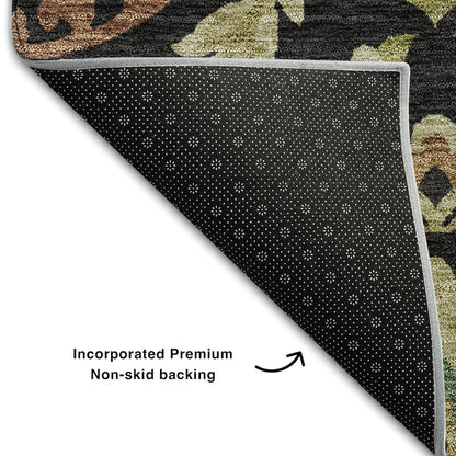 Premium Machine Washable Mayfield AMF751 Black 10' x 14' Rug