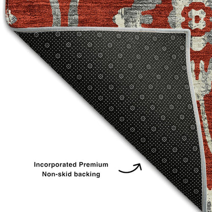 Premium Machine Washable Mayfield AMF868 Red 10' x 14' Rug