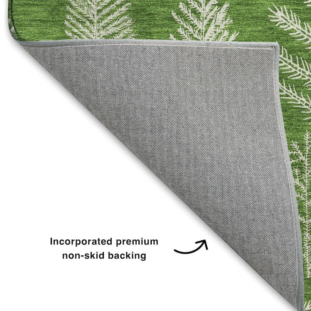 Luxury Washable Indoor/Outdoor Merry & Bright Green 10' x 14' Rug