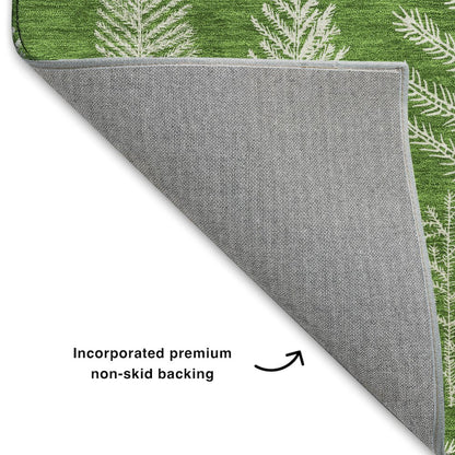 Luxury Washable Indoor/Outdoor Merry & Bright Green 10' x 14' Rug
