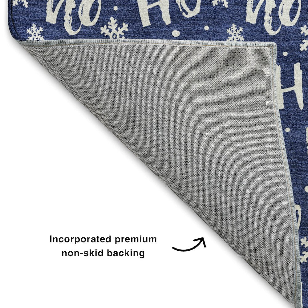 Luxury Washable Indoor/Outdoor Merry & Bright Navy 10' x 14' Rug