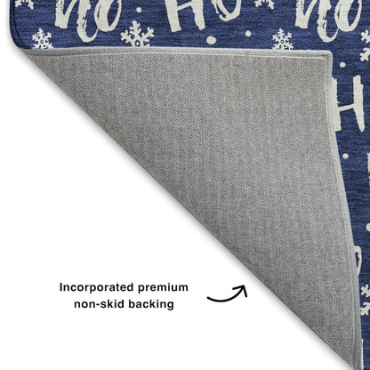 Luxury Washable Indoor/Outdoor Merry & Bright Navy 10' x 14' Rug