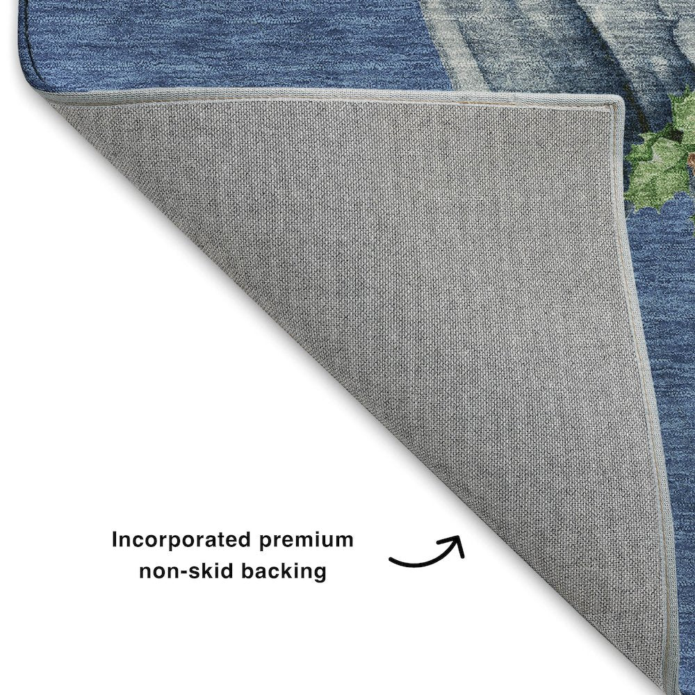 Luxury Washable Indoor/Outdoor Merry & Bright Navy 10' x 14' Rug