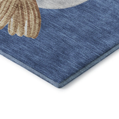 Luxury Washable Indoor/Outdoor Merry & Bright Navy 10' x 14' Rug