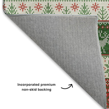 Luxury Washable Indoor/Outdoor Merry & Bright Red 10' x 14' Rug