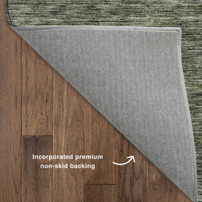 Luxury Washable Indoor/Outdoor Soft Essentials SE1 Green 10' x 14' Rug
