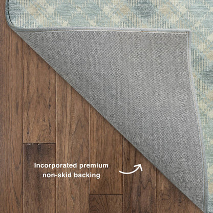 Luxury Washable Indoor/Outdoor Soft Essentials SE3 Blue 10' x 14' Rug