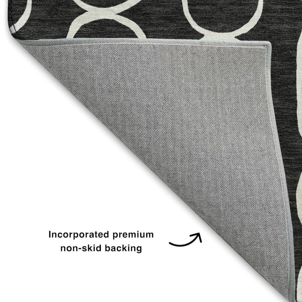 Luxury Washable Indoor/Outdoor The Reserve Black 10' x 14' Rug