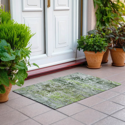 Machine Washable Indoor/Outdoor Chantille Aloe 1'8" x 2'6" Rug