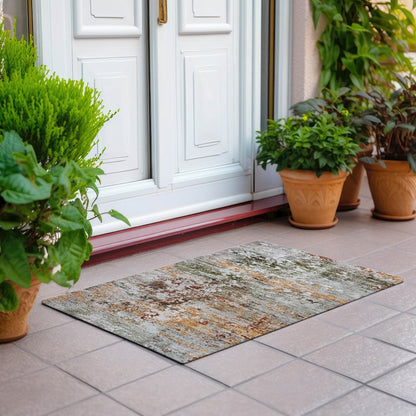 Machine Washable Indoor/Outdoor Chantille Terracotta 1'8" x 2'6" Rug