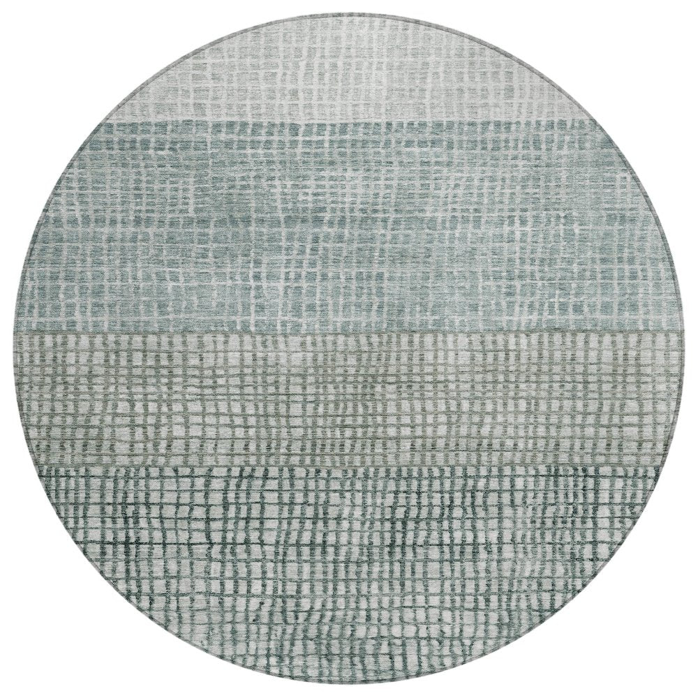 Machine Washable Indoor/Outdoor Chantille Aqua 8' x 8' Round Rug