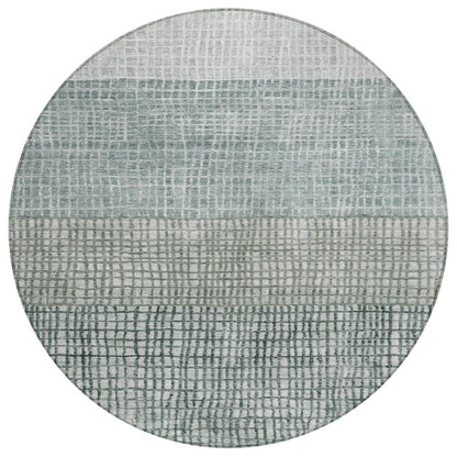 Machine Washable Indoor/Outdoor Chantille Aqua 8' x 8' Round Rug