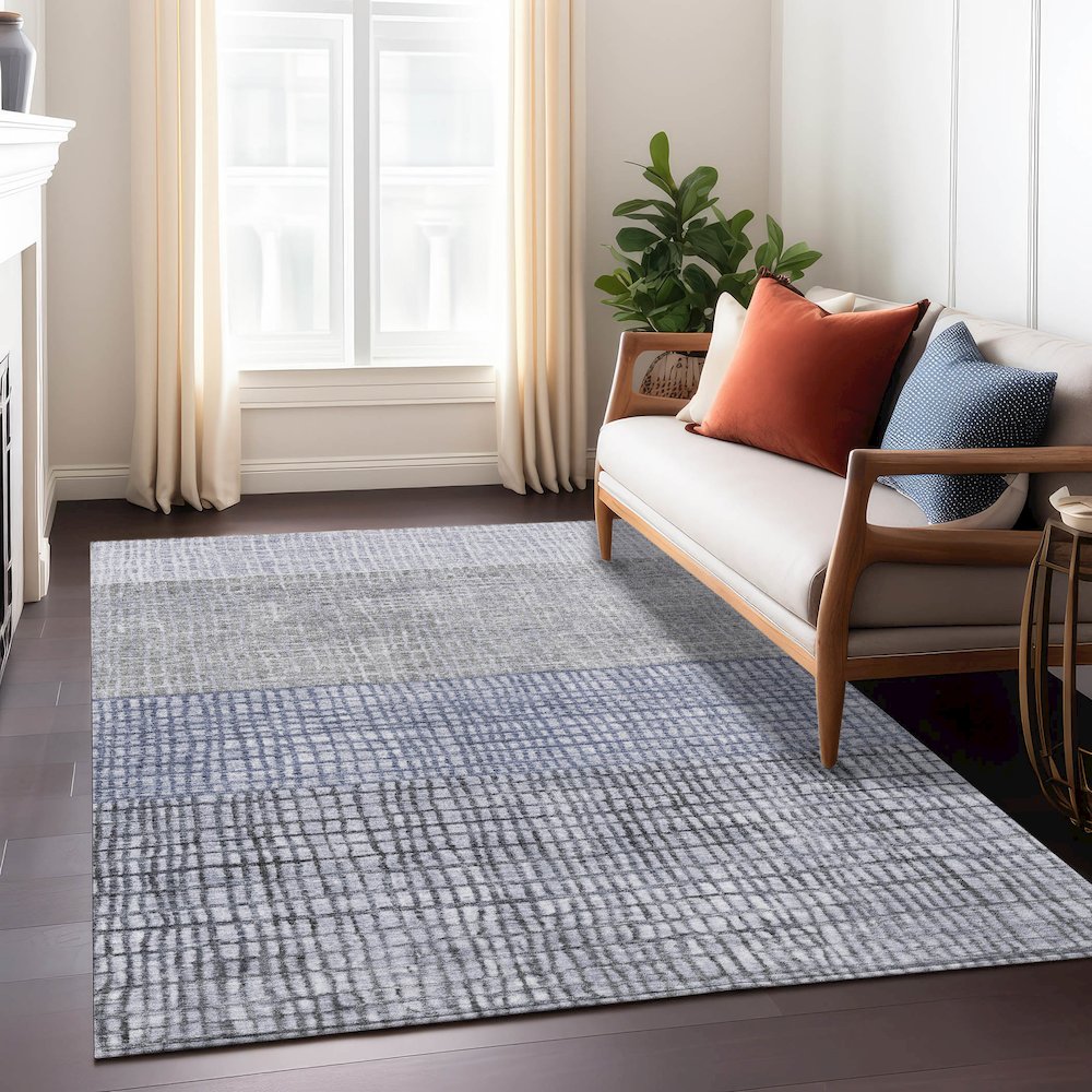 Machine Washable Indoor/Outdoor Chantille Denim 2'6" x 3'10" Rug