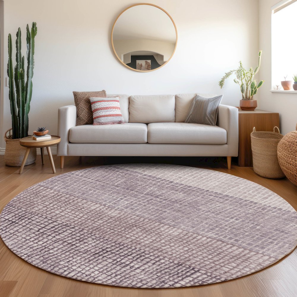 Machine Washable Indoor/Outdoor Chantille Purple 8' x 8' Round Rug
