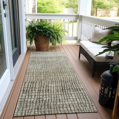 Machine Washable Indoor/Outdoor Chantille Taupe 2'3" x 7'6" Runner Rug