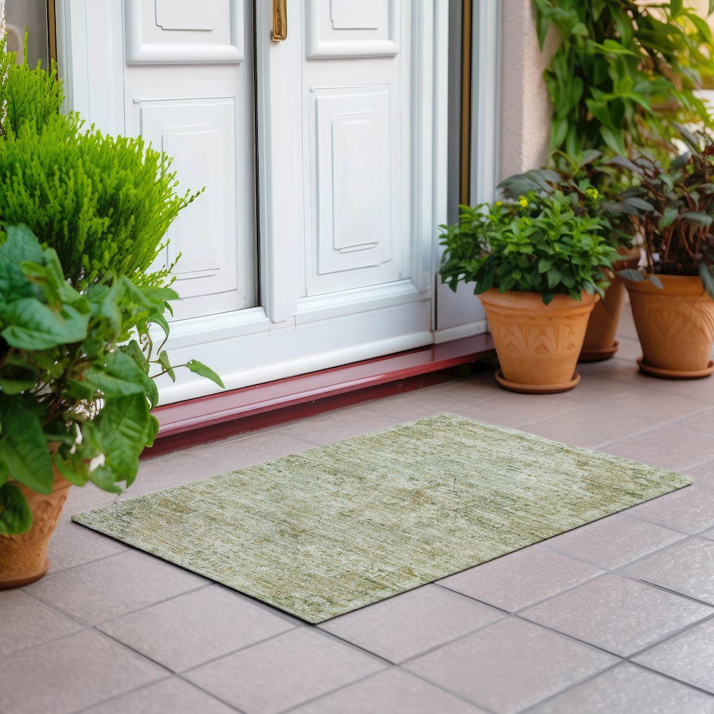 Machine Washable Indoor/Outdoor Chantille Sage 1'8" x 2'6" Rug