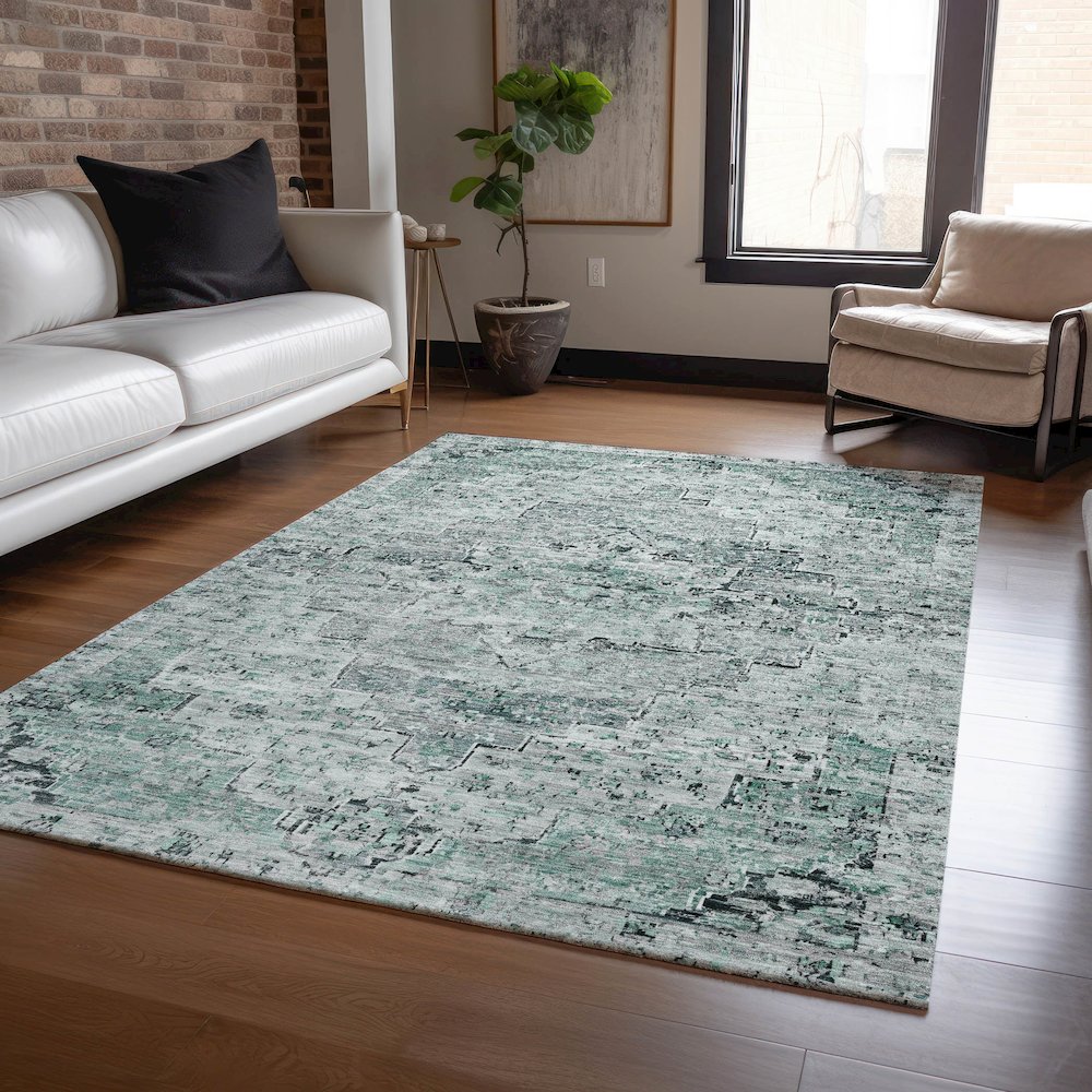 Machine Washable Indoor/Outdoor Chantille Teal 2'6" x 3'10" Rug