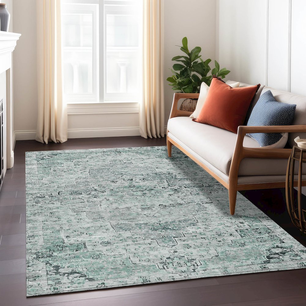 Machine Washable Indoor/Outdoor Chantille Teal 2'6" x 3'10" Rug