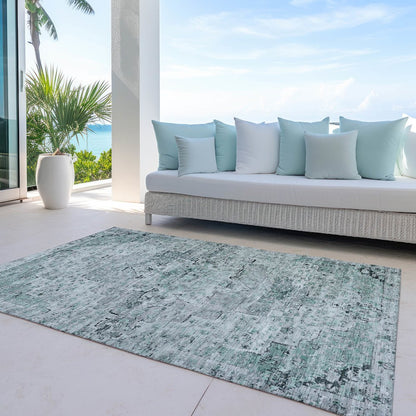 Machine Washable Indoor/Outdoor Chantille Teal 2'6" x 3'10" Rug
