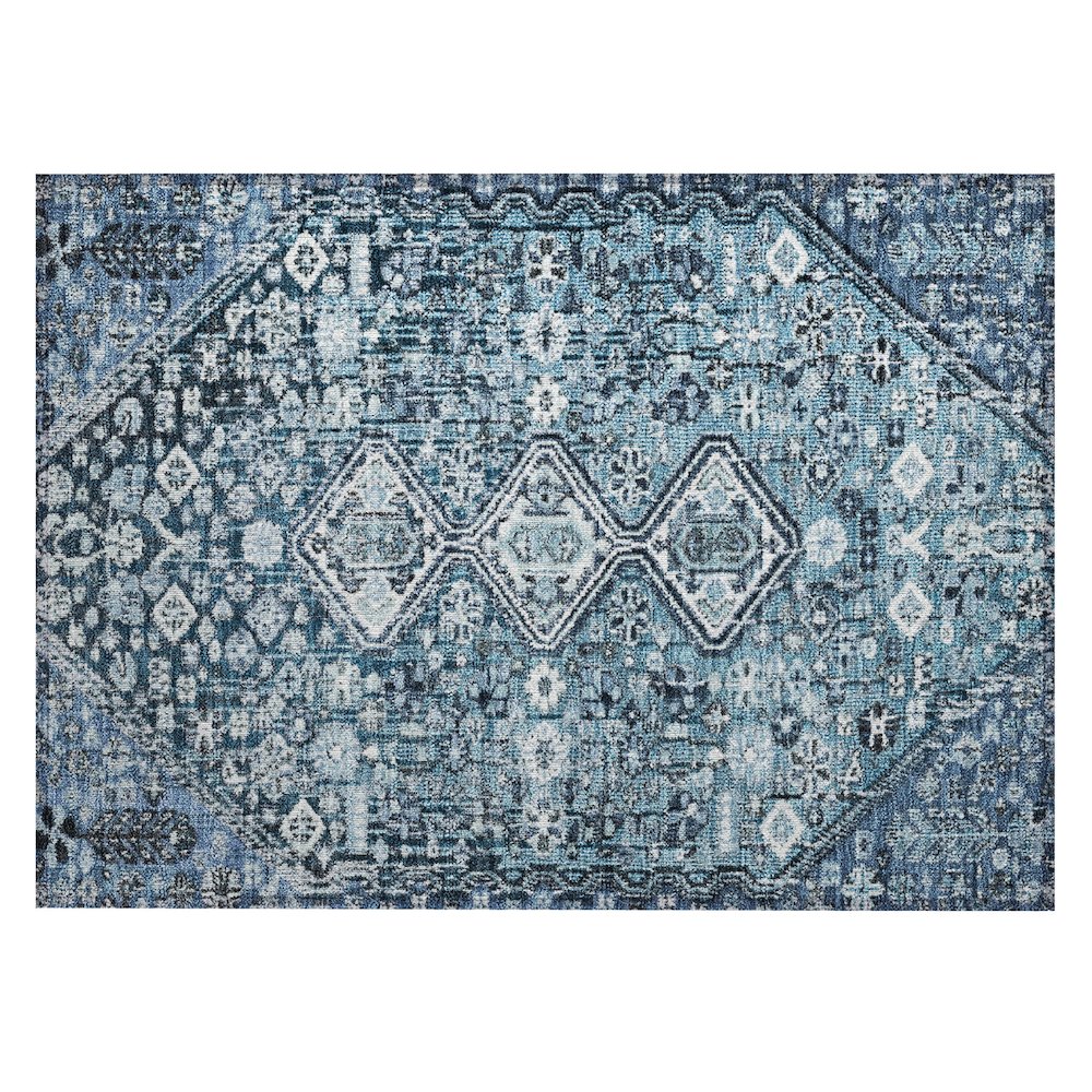 Machine Washable Indoor/Outdoor Chantille Blue 1'8" x 2'6" Rug