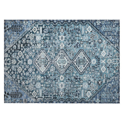 Machine Washable Indoor/Outdoor Chantille Blue 1'8" x 2'6" Rug