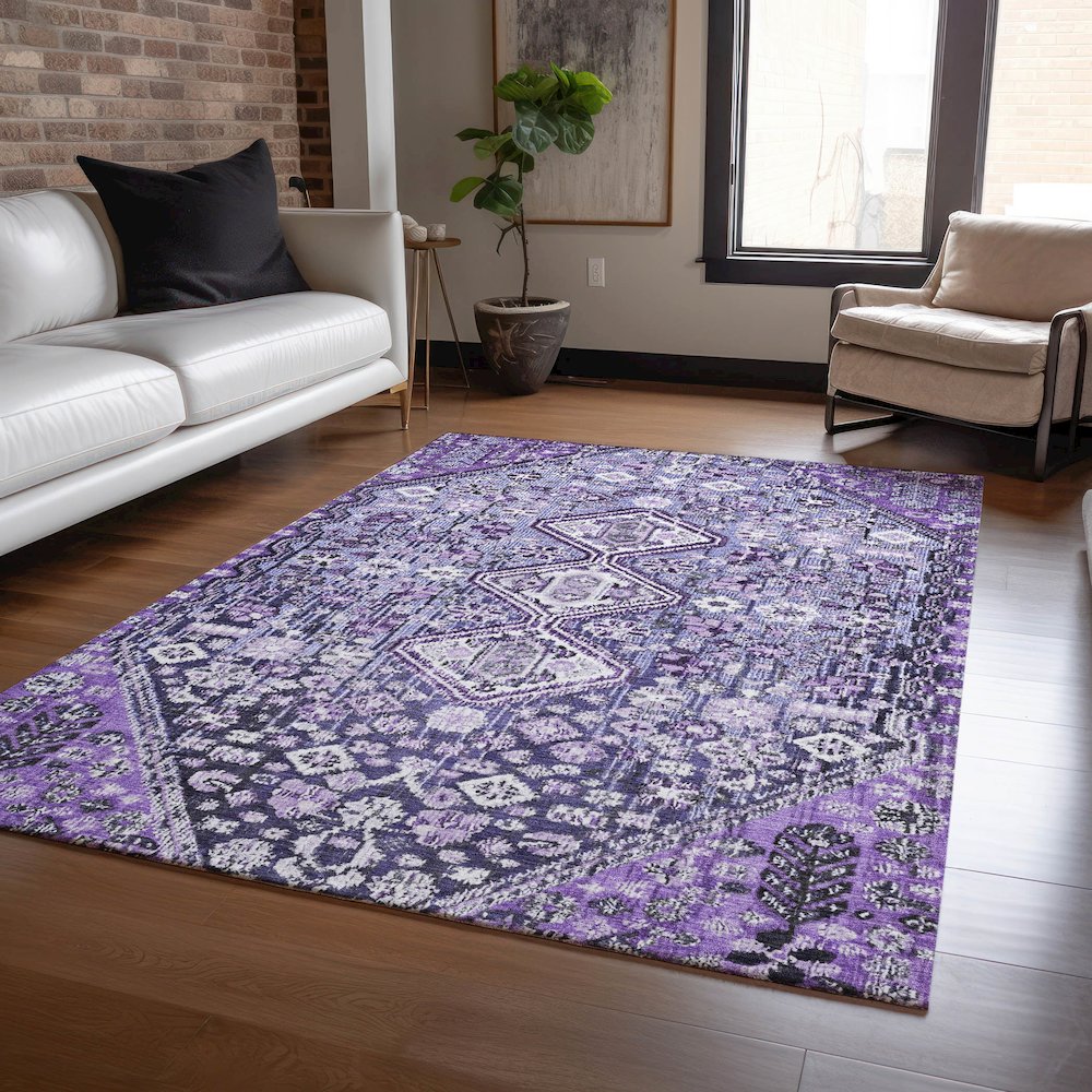 Machine Washable Indoor/Outdoor Chantille Purple 2'6" x 3'10" Rug