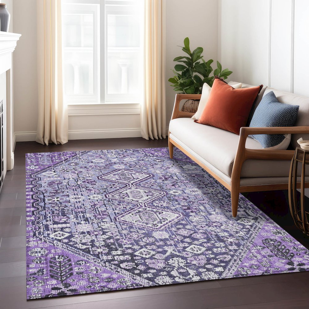 Machine Washable Indoor/Outdoor Chantille Purple 2'6" x 3'10" Rug