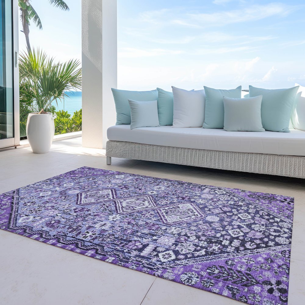 Machine Washable Indoor/Outdoor Chantille Purple 2'6" x 3'10" Rug