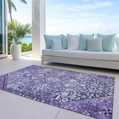Machine Washable Indoor/Outdoor Chantille Purple 2'6" x 3'10" Rug