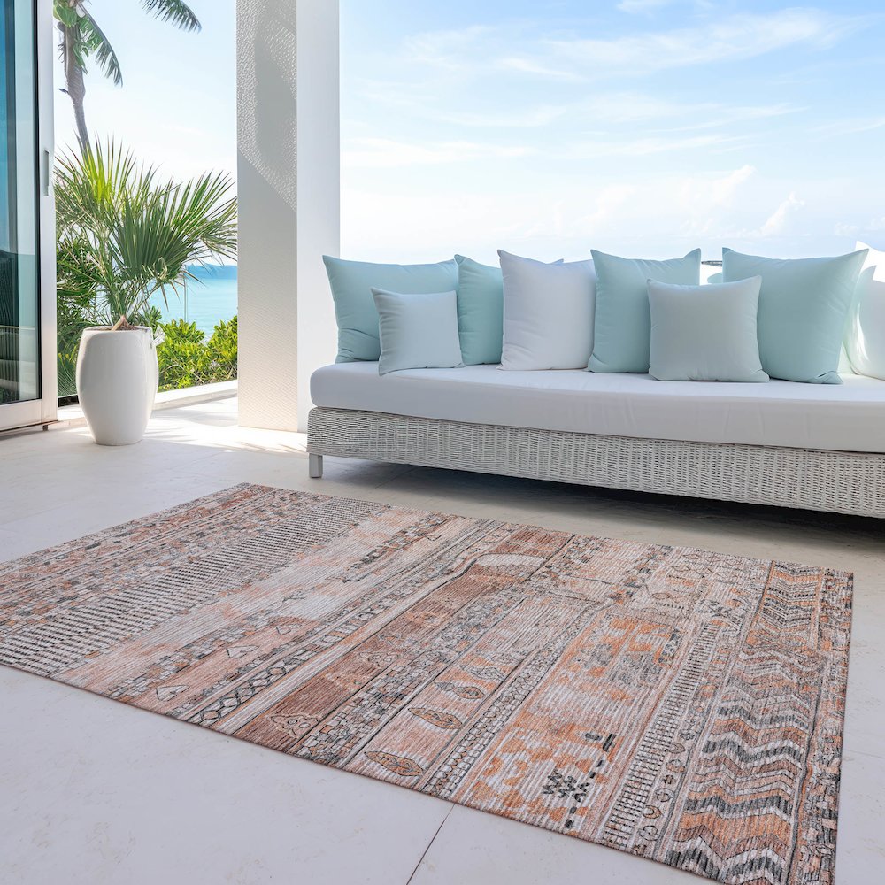Machine Washable Indoor/Outdoor Chantille Terracotta 2'6" x 3'10" Rug