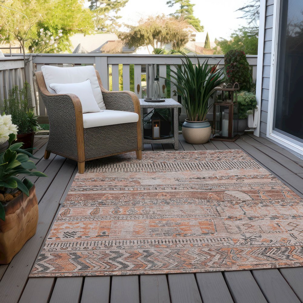 Machine Washable Indoor/Outdoor Chantille Terracotta 2'6" x 3'10" Rug