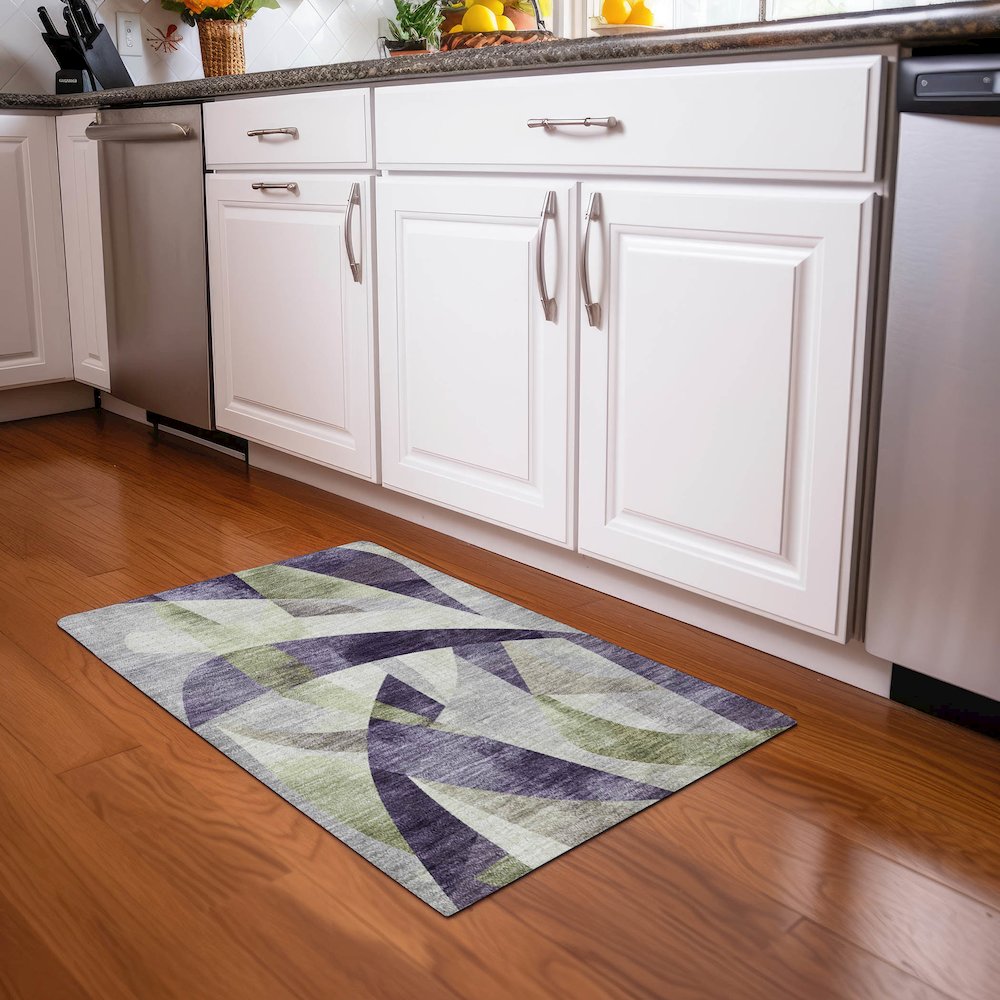 Machine Washable Indoor/Outdoor Chantille Purple 1'8" x 2'6" Rug