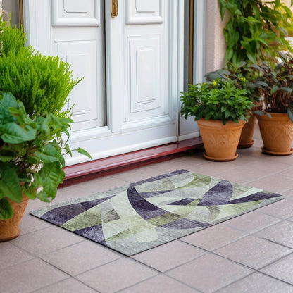 Machine Washable Indoor/Outdoor Chantille Purple 1'8" x 2'6" Rug