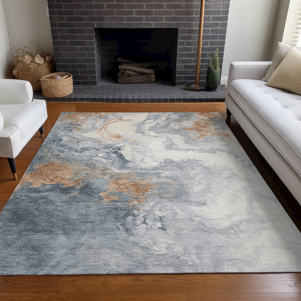 Machine Washable Indoor/Outdoor Chantille Gray 2'6" x 3'10" Rug