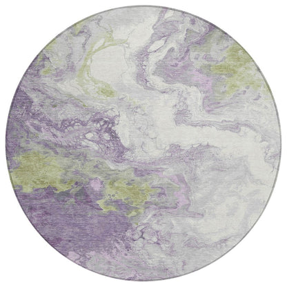 Machine Washable Indoor/Outdoor Chantille Lavender 8' x 8' Round Rug