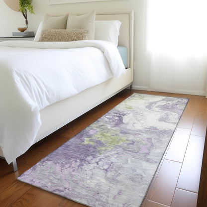 Machine Washable Indoor/Outdoor Chantille Lavender 2'3" x 7'6" Runner Rug