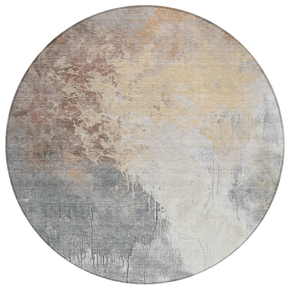 Machine Washable Indoor/Outdoor Chantille Coral 8' x 8' Round Rug