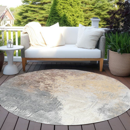 Machine Washable Indoor/Outdoor Chantille Coral 8' x 8' Round Rug