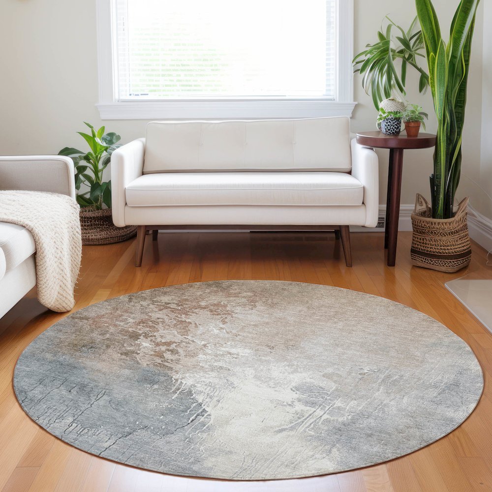 Machine Washable Indoor/Outdoor Chantille Paprika 8' x 8' Round Rug