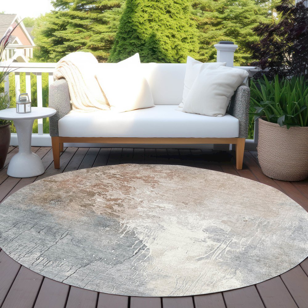 Machine Washable Indoor/Outdoor Chantille Paprika 8' x 8' Round Rug