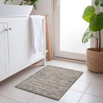 Machine Washable Indoor/Outdoor Chantille Beige 1'8" x 2'6" Rug