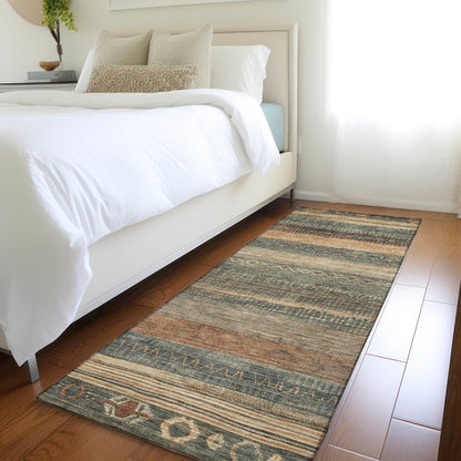 Machine Washable Indoor/Outdoor Chantille Fern 2'3" x 7'6" Runner Rug