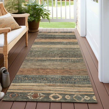 Machine Washable Indoor/Outdoor Chantille Fern 2'3" x 7'6" Runner Rug