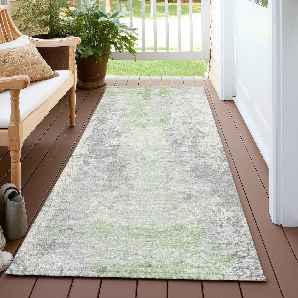 Machine Washable Indoor/Outdoor Chantille Aloe 2'3" x 7'6" Runner Rug