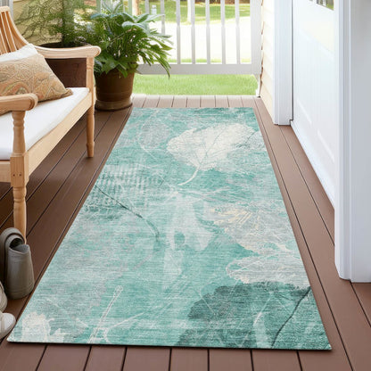 Machine Washable Indoor/Outdoor Chantille Teal 2'3" x 7'6" Runner Rug
