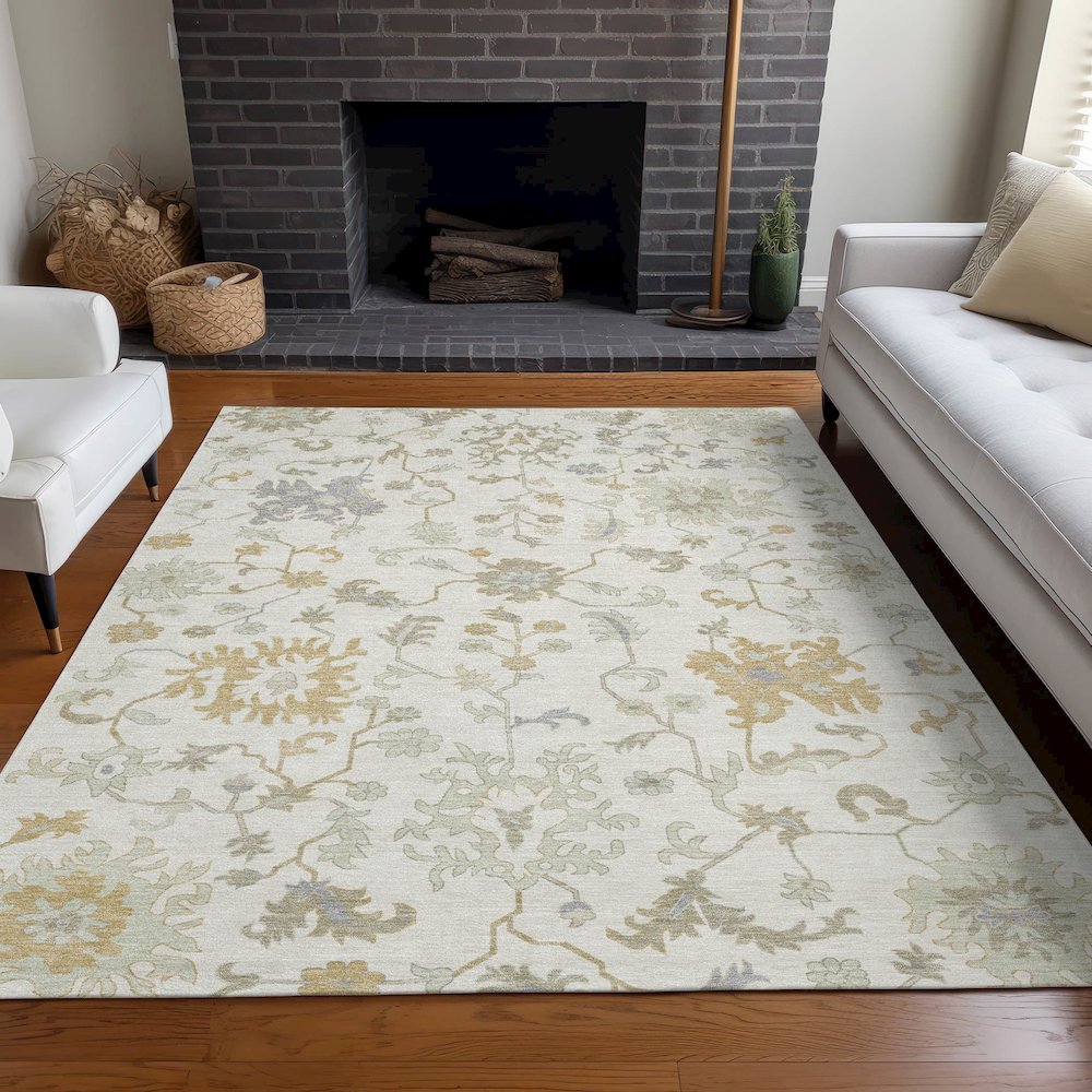 Machine Washable Indoor/Outdoor Chantille Ivory 2'6" x 3'10" Rug