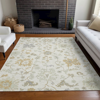 Machine Washable Indoor/Outdoor Chantille Ivory 2'6" x 3'10" Rug